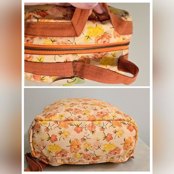 1 Canoe 2 Petaluma Backpack Peach Yellow Orange Floral Canvas NWT main image 8